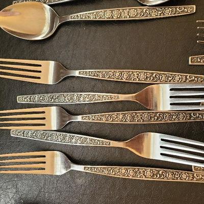 K63: MCM Vintage Granada Rose Stainless Made in Japan Flatware