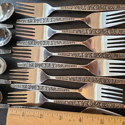 K63: MCM Vintage Granada Rose Stainless Made in Japan Flatware