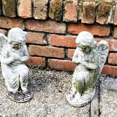 Lot #161  Pair of Concrete Kneeling Angels
