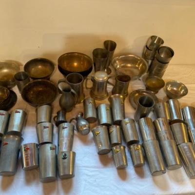 172: Lot of Pewter/Silverplate Regatta Award Cups and Bowls