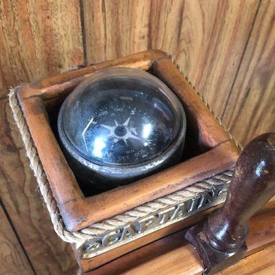 F1: Captains Ships Wheel with Compass