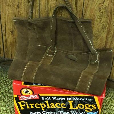 F4: Suede Log Holder and Fireplace Logs