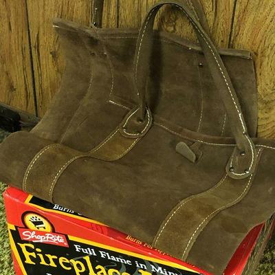 F4: Suede Log Holder and Fireplace Logs