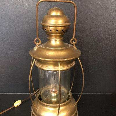 F12: Vintage Brass Hanging Lantern Converted to Electric lamp