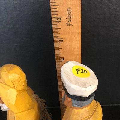 F20: Wood Carved Nautical Characters Fisherman and Captain