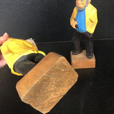 F20: Wood Carved Nautical Characters Fisherman and Captain