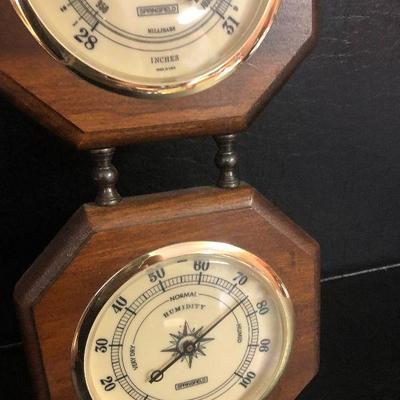 F21:  Vintage Springfield Thermometer Barometer