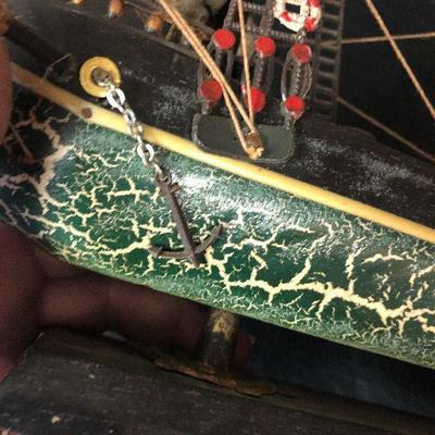 F24: Vintage Wood Whaling Ship Clipper 1846 Model 