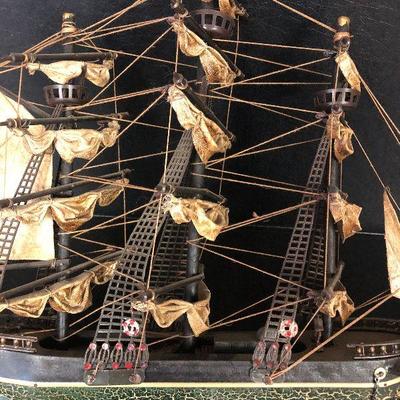 F24: Vintage Wood Whaling Ship Clipper 1846 Model 