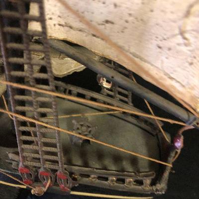 F24: Vintage Wood Whaling Ship Clipper 1846 Model 