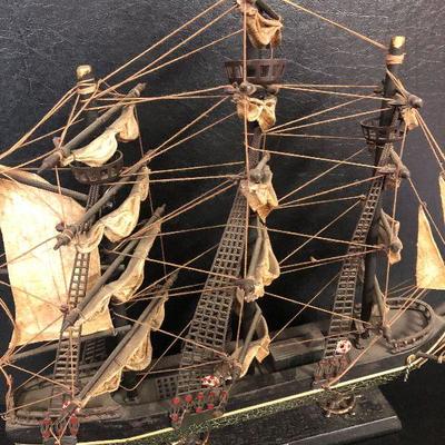 F24: Vintage Wood Whaling Ship Clipper 1846 Model 