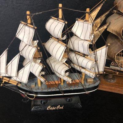 F25: Vintage Wood Ship Models Cutty Shark & Cape Cod