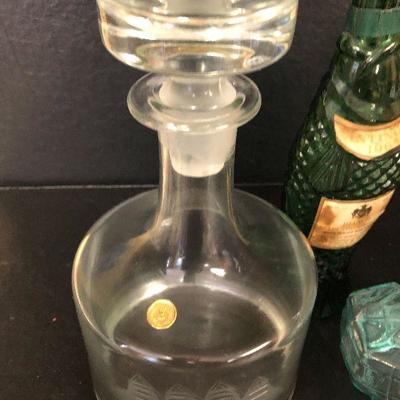 F26: Decanter w/etched Ship, Ships bottles and more