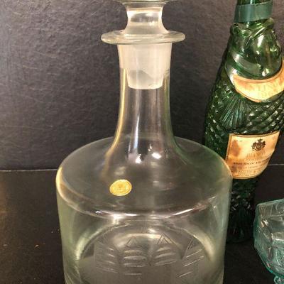 F26: Decanter w/etched Ship, Ships bottles and more
