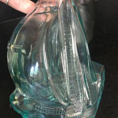 F26: Decanter w/etched Ship, Ships bottles and more