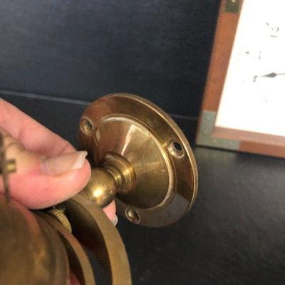 F34: Brass Wall Mount Oil Lamp and Tide Clock