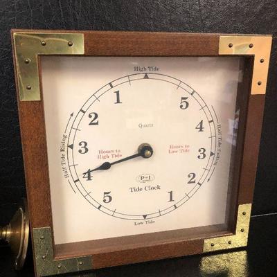 F34: Brass Wall Mount Oil Lamp and Tide Clock