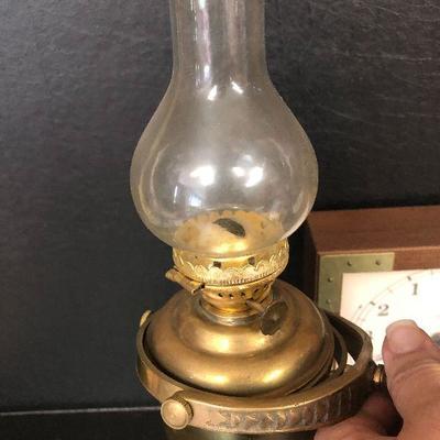 F34: Brass Wall Mount Oil Lamp and Tide Clock