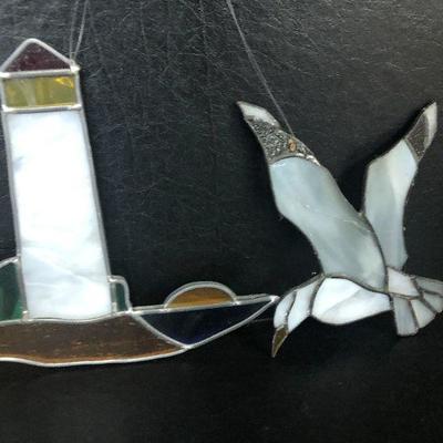 F35: Vintage Glass Free-standing Rainbow Sailboat Sun Catcher and more