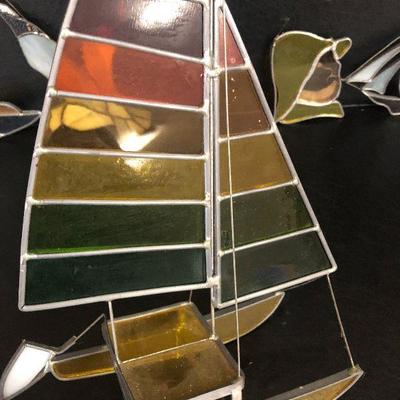 F35: Vintage Glass Free-standing Rainbow Sailboat Sun Catcher and more