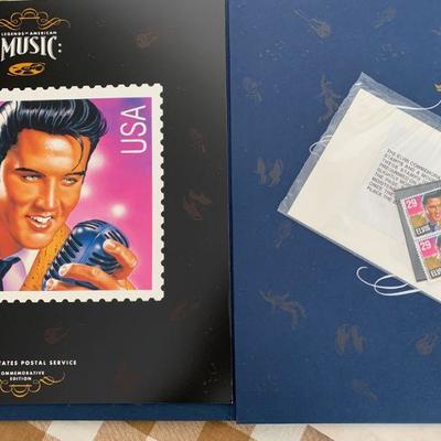 #243  GROUP OF ELVIS PRESLEY ITEMS PLATE STAMPS PICTURE CARDS ORNAMENT