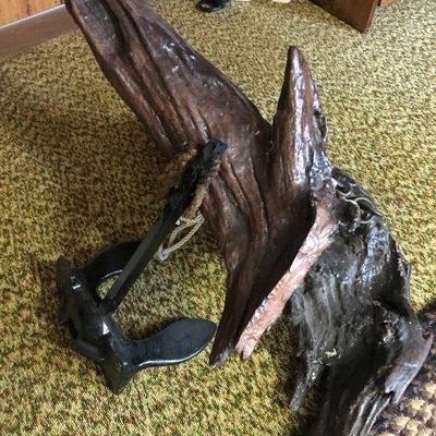 F49: Anchor and Epoxied Driftwood Nautical Decor