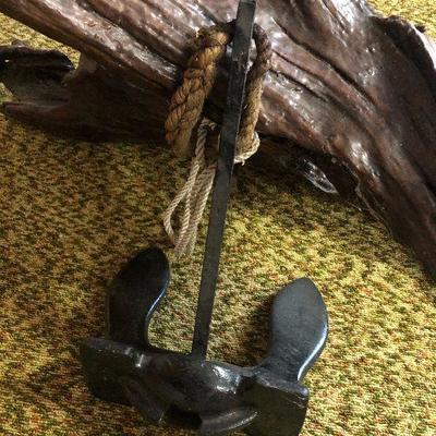 F49: Anchor and Epoxied Driftwood Nautical Decor