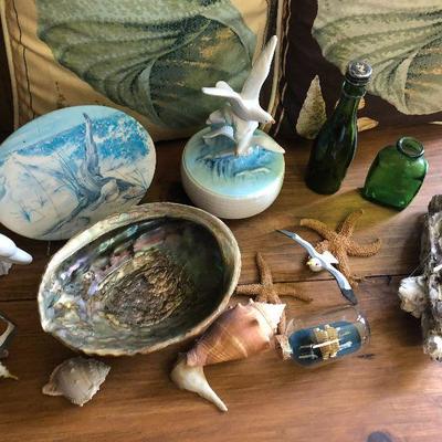 F54: Shell Pillows, Shell lamp, and More