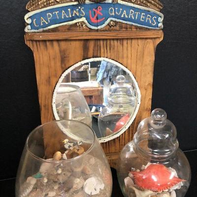 F56: Captains Quarters Mirror and Seashell Vases