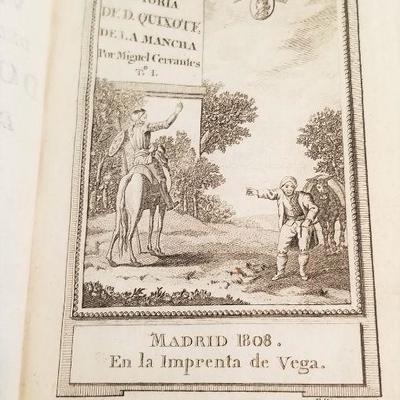 Lot #186  Rare Two Volume Leather Bound Set - Don Quixote - published in Spain in 1808.