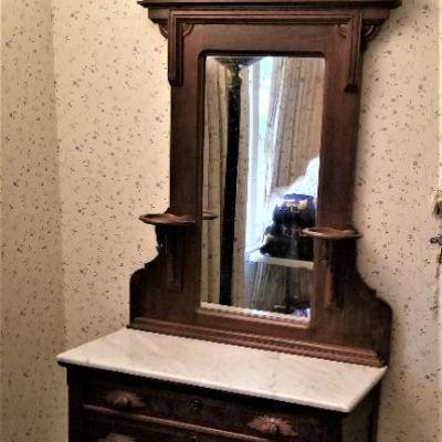 Lot #188  Antique Victorian Dresser with Marble Top