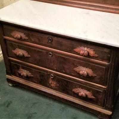 Lot #188  Antique Victorian Dresser with Marble Top