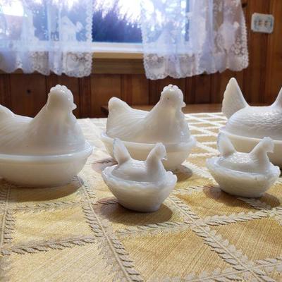 2-2: Milk Glass Roosters 