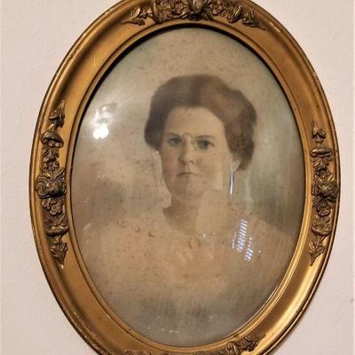 Lot #190  Pair of Vintage Photographs in Antique Curved Glass Frames