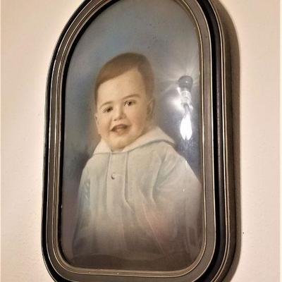 Lot #191  Antique Tombstone-style Curved glass photo frame with vintage photograph