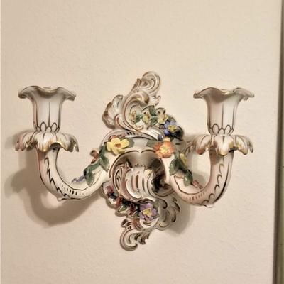 Lot #192  Vintage Dresden Wall Sconce - can be electrified - good condition