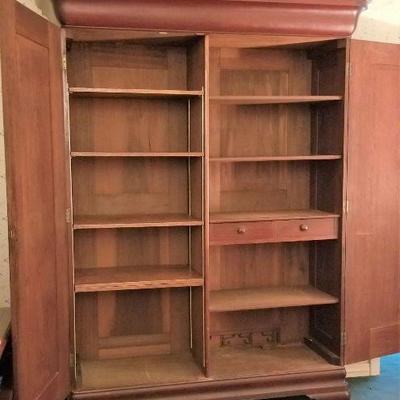 Lot #194  Massive Antique Armoire - Shelves!