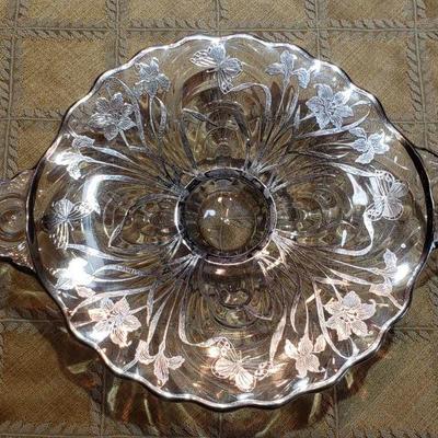 2-6: Vintage Sterling Inlay Glass Dish