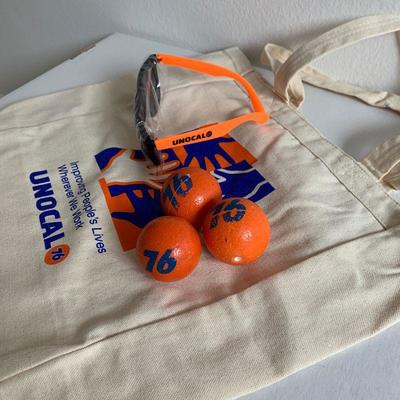 #301     UNOCAL 76 SOUVENIRS GAS PUMP COASTERS TOTE BAG ETC