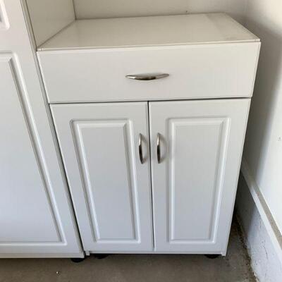 #304    HALF CABINET WHITE PLASTIC STORAGE ONE DRAWER 2 DRAWERS