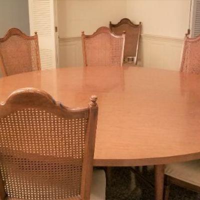 Lot #199  Set of 12 Nice Cane Back Dining Room Chairs with Custom Dining Table