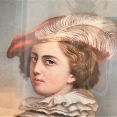 Lot #201  Original Pastel of a young Courtier - Vintage - Unsigned