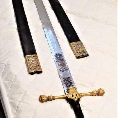 Lot #204  Reproduction Display Piece - Spanish Sword = 2 scabbards