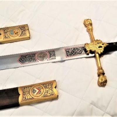 Lot #204  Reproduction Display Piece - Spanish Sword = 2 scabbards