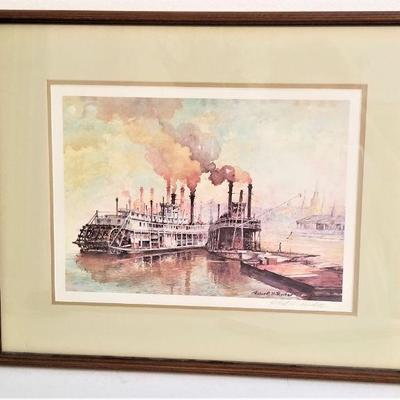 Lot #205  Robert Rucker Signed Print - Paddle Wheelers at Port of New Orleans