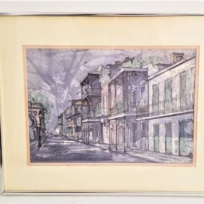 Lot #207  Nice Original Watercolor - French Quarter Street Scene - signed "J. Phillips"