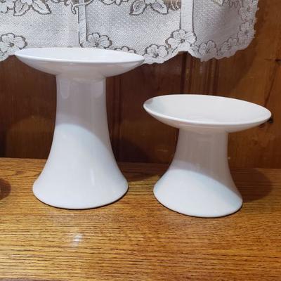 4-48: White Mixed Dish and Candleholders 