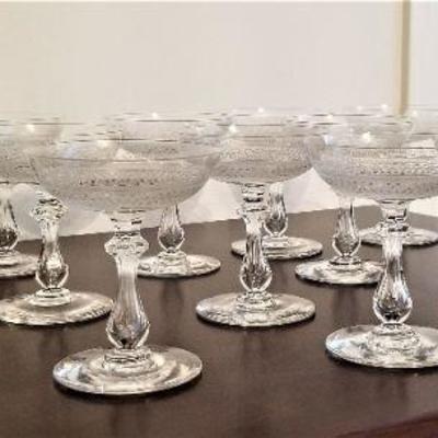 Lot #218  Lot of Antique champagne goblets - etched design