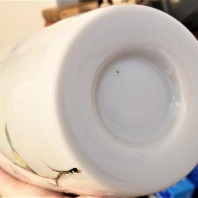 Lot #219  Antique Blown Custard Glass Vase - hand painted