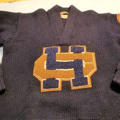 Lot #221  Holy Cross High School Letterman's Sweater - FOOTBALL 1944